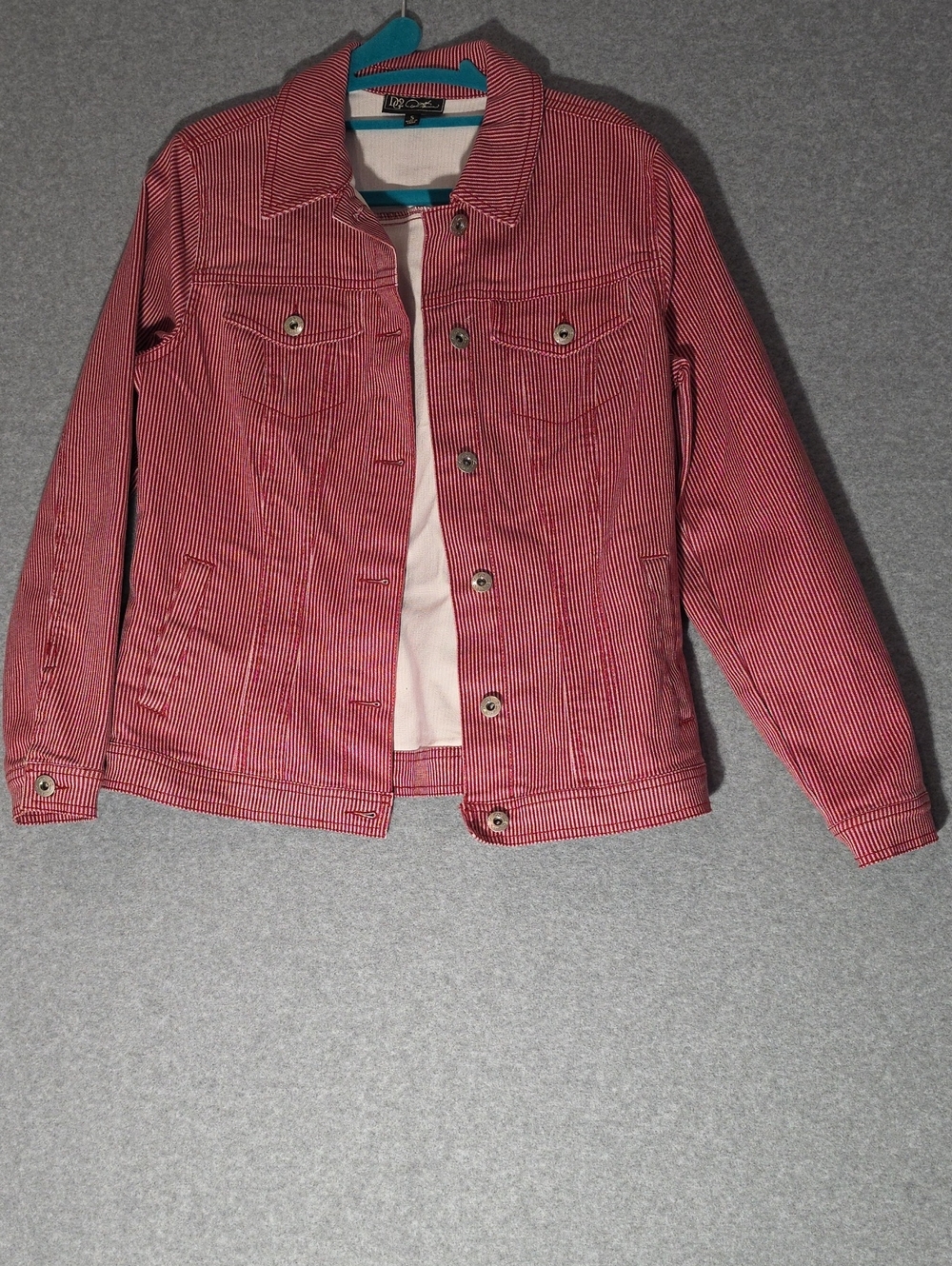 Striped Red Denim Jacket for Women by